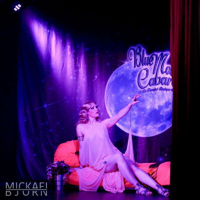 opening with burlesquedancer Xarah von den Vielenregenperforming at the Blue Moon Cabaret - The Decadent Burlesque Soiree by Boudoir Noir Production, Finest Vintage Entertainment!